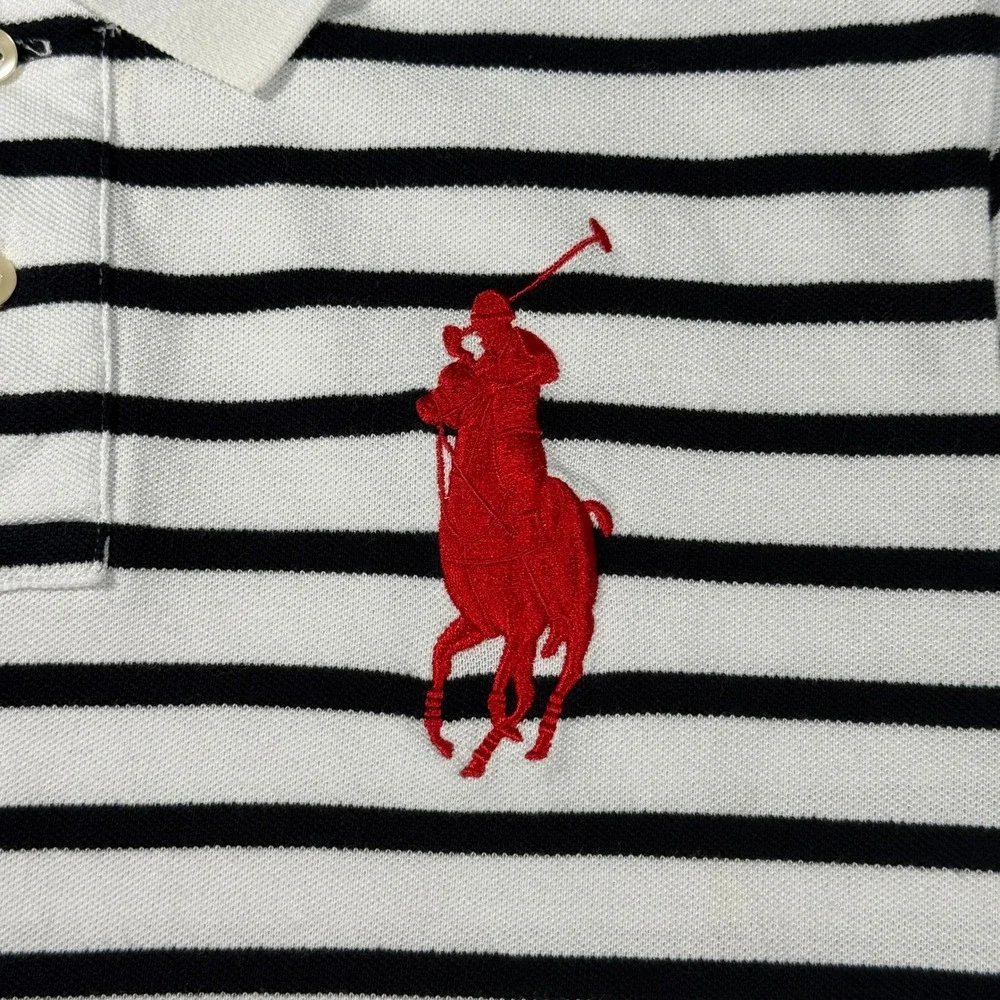 Polo Ralph Lauren Big Pony Striped Polo Shirt Youth/Boys XL White Navy Blue Red‎